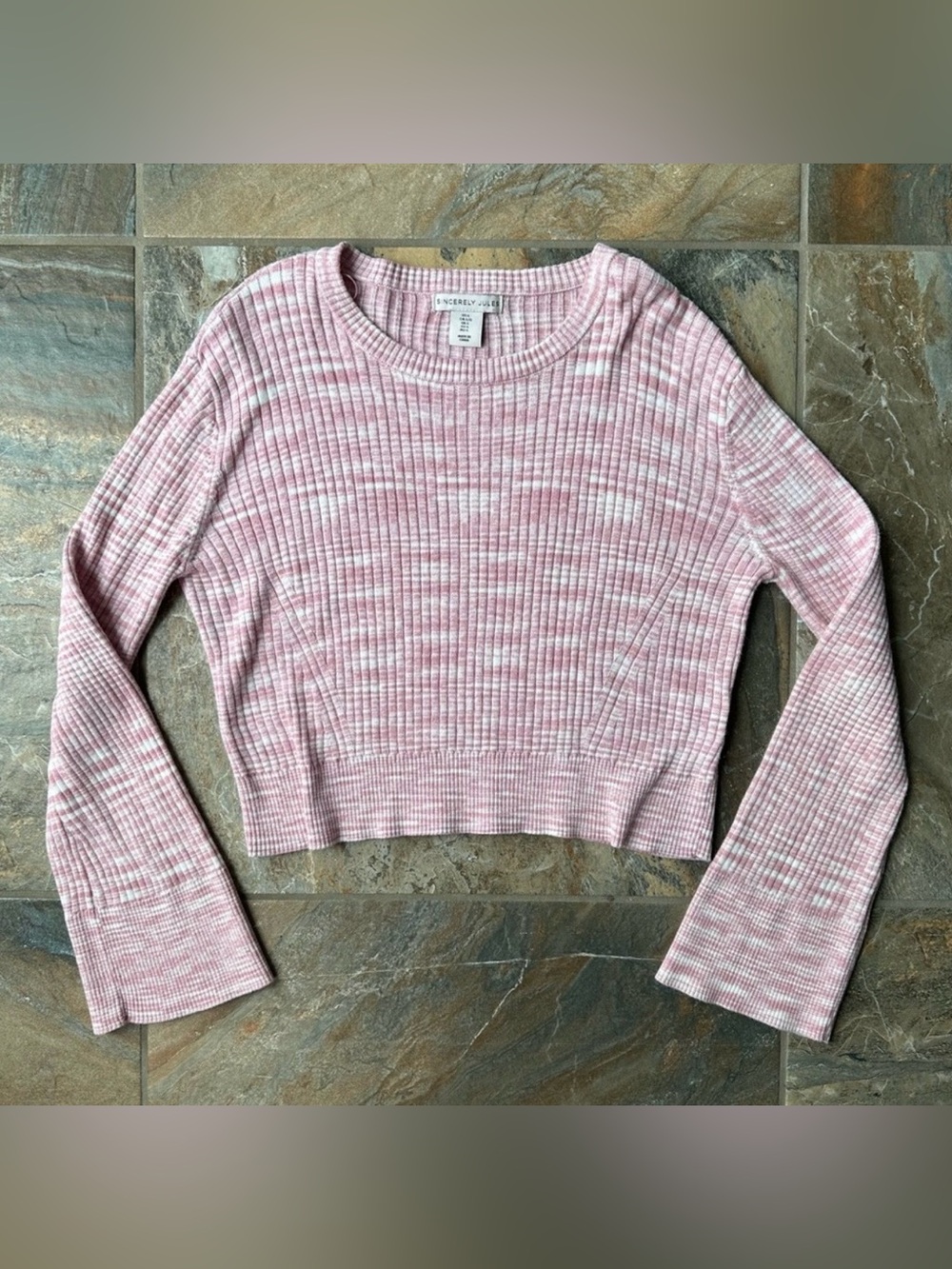 Sincerely Jules Pink and White Marl Sweater Women's Size Large